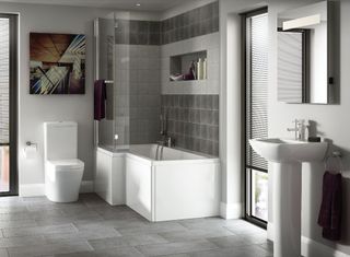 priveno bathroom suite with asuni shower bath