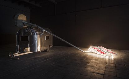 The iconic 'Welcome to Las Vegas' sign collapses on the ground