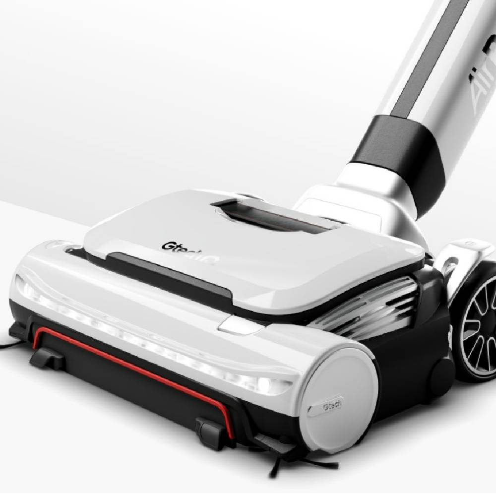 A silver vacuum cleaner from Gtech.