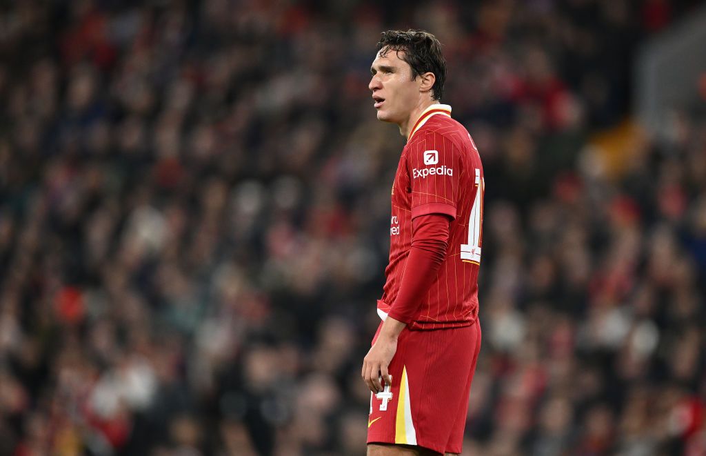 Federico Chiesa of Liverpool during the Carabao Cup Third Round match between Liverpool and West Ham United at Anfield on September 25, 2024 in Liverpool, England. 