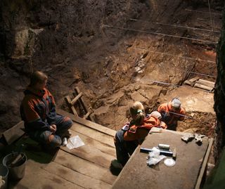 Another view of the excavation of Denisova Cave.