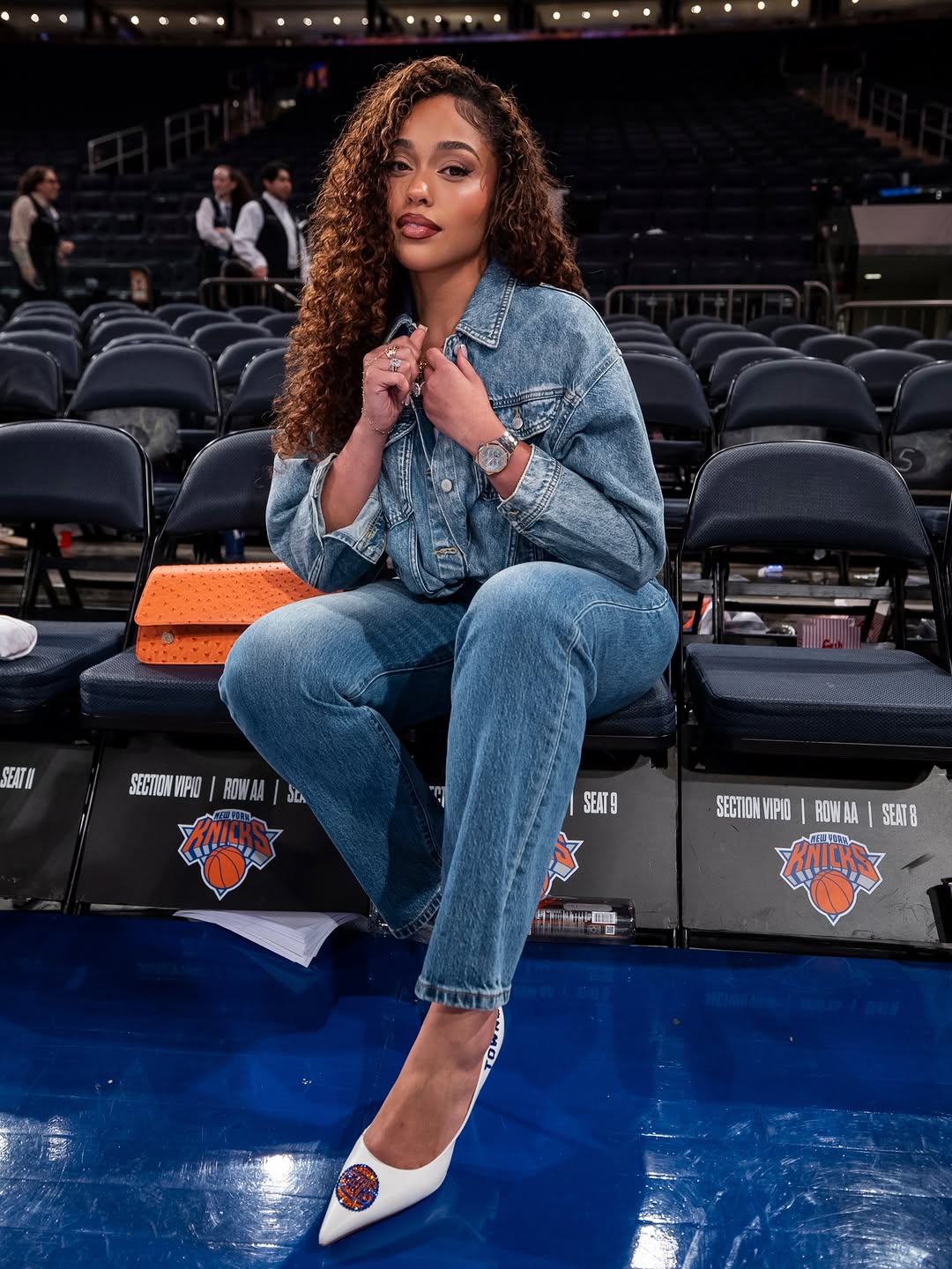 Jordyn Woods wore her lucky Woods by Jordyn bag to Game 4 of the Knicks NBA Finals