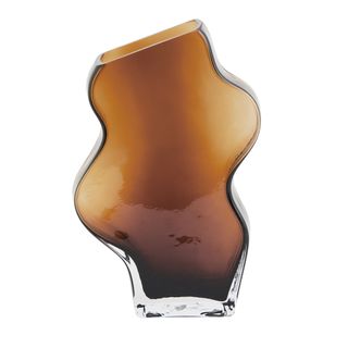 Brown wavy glass vase