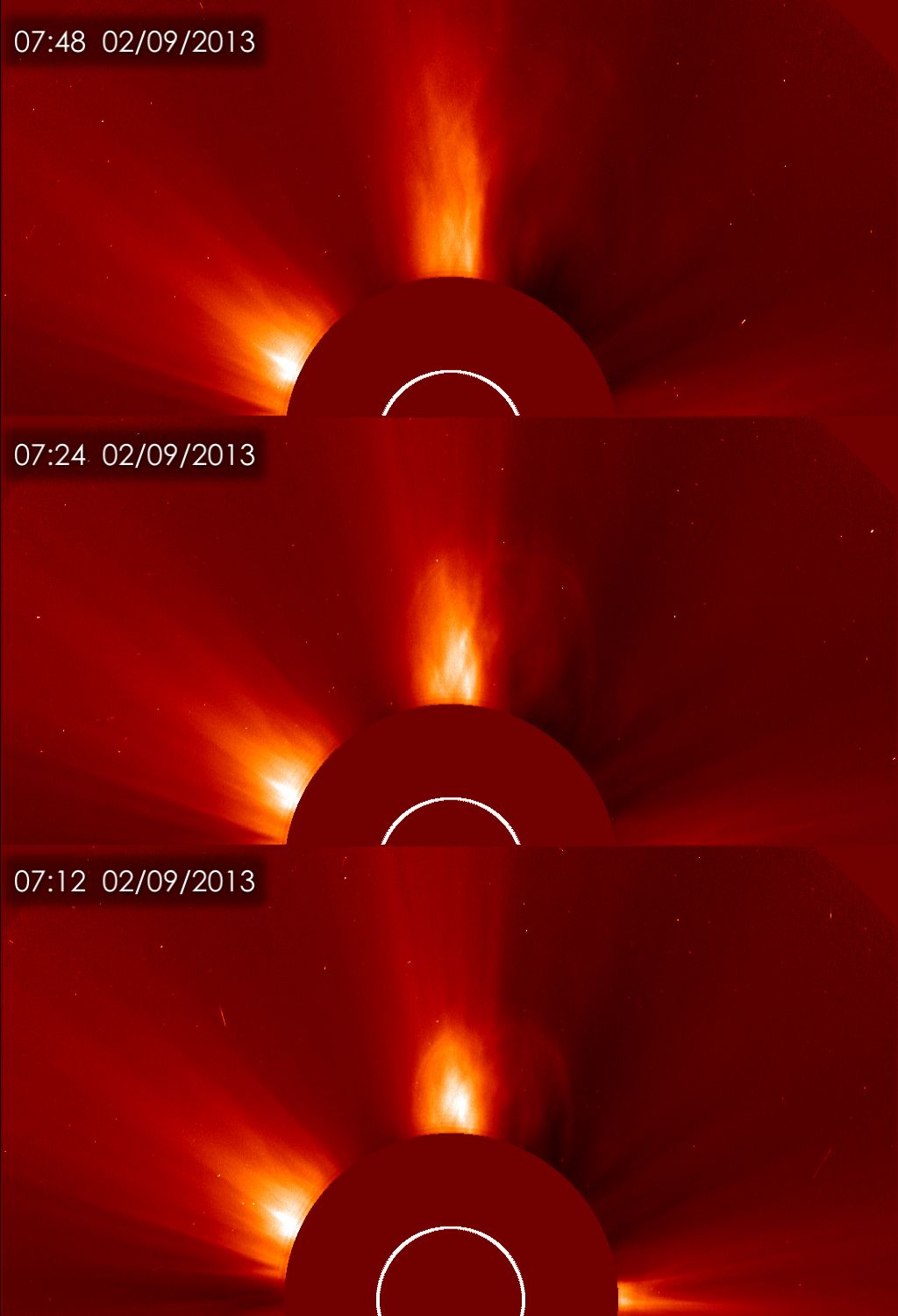 sun cme solar flare nasa earth eruption space mass coronal ejection during unleashes released seen directed storm soho feb views