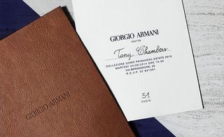 Giorgio Armani's tan-leather folder