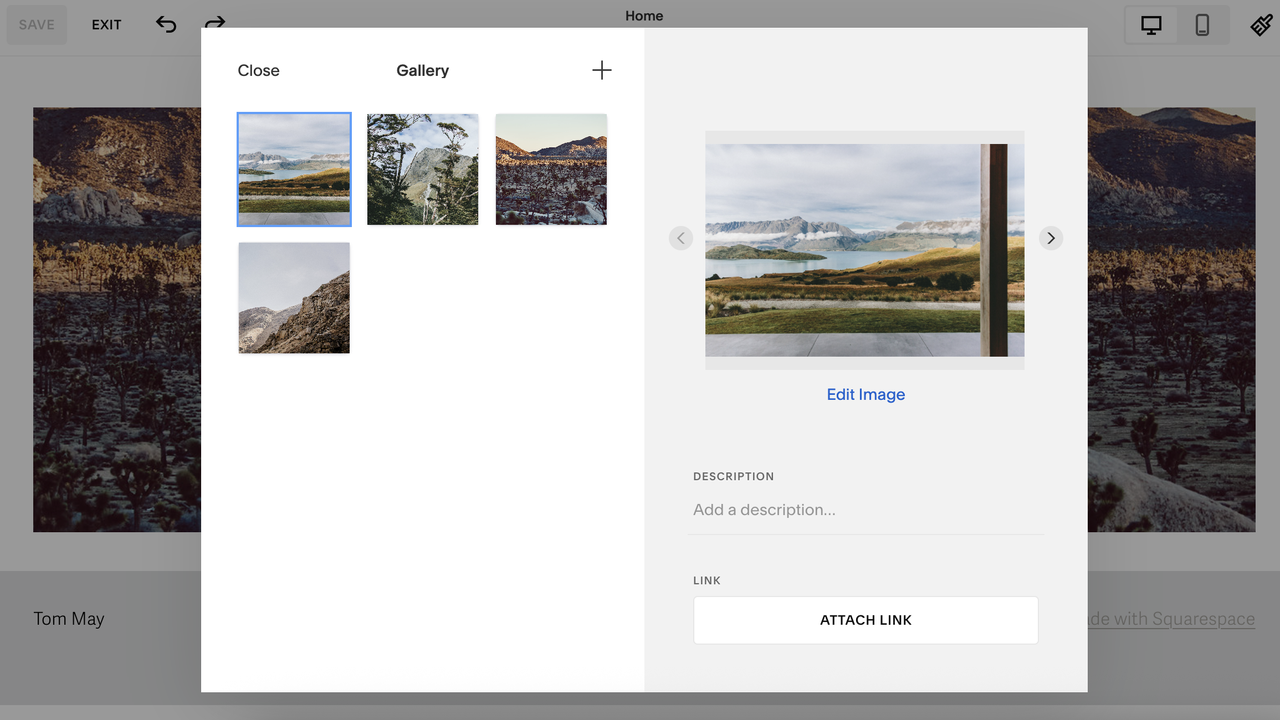 Screengrab showing images being updated in Squarespace interface