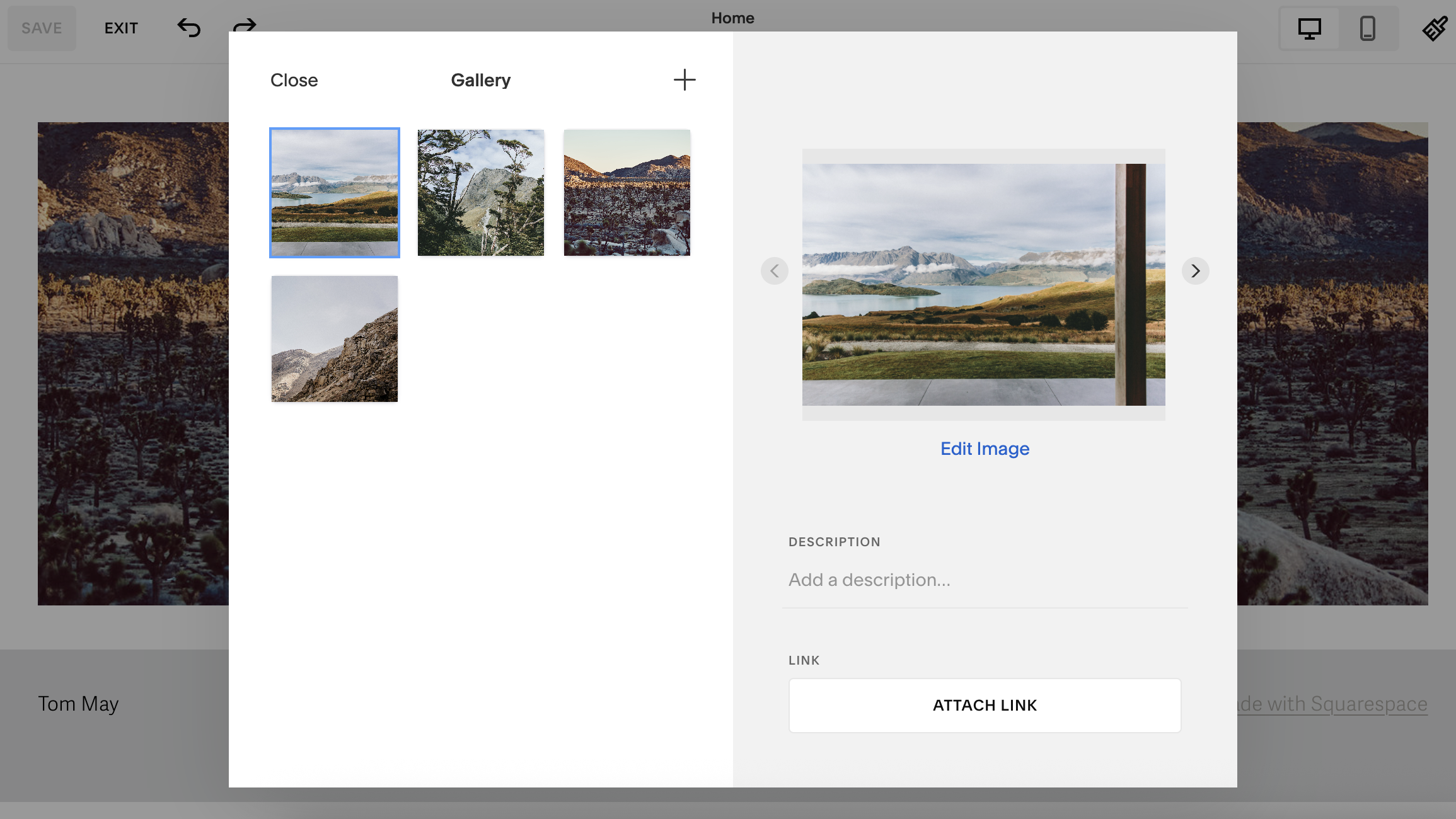 Screengrab showing images being updated in Squarespace interface