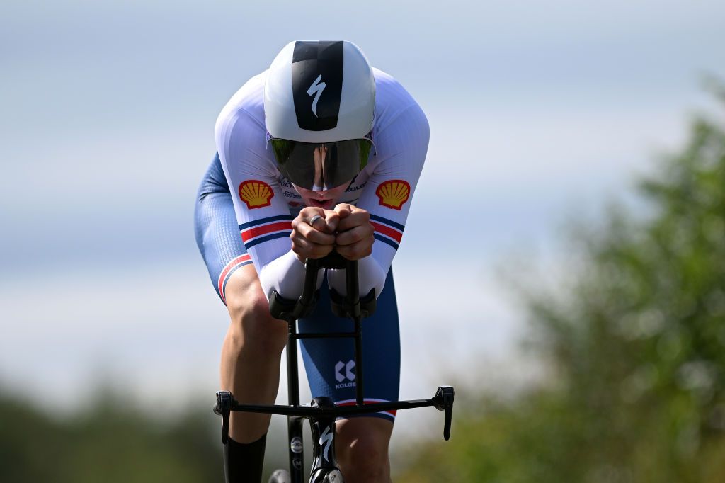 STIRLING SCOTLAND AUGUST 09 Callum Thornley of The United Kingdom sprints during the Men Under 23 Individual Time Trial a 362km race from Stirling to Stirling 80m at the 96th UCI Cycling World Championships Glasgow 2023 Day 7 UCIWT on August 09 2023 in Glasgow Stirling Photo by Dario BelingheriGetty Images