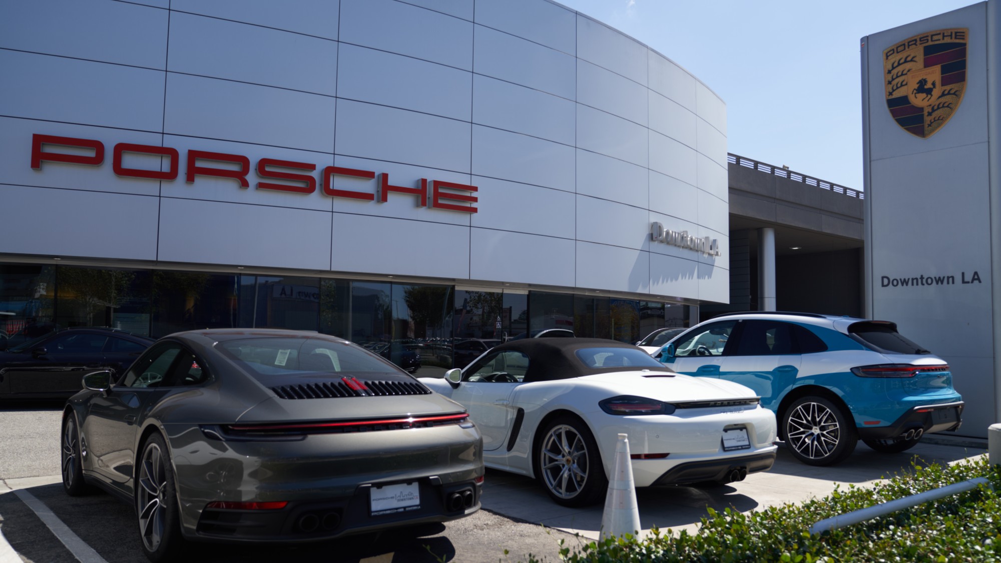 A Porsche dealership is seen in downtown Los Angeles.