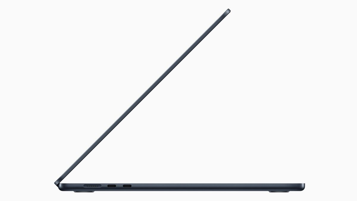 Press shots of the MacBook Air 15-inch laptop with screen open