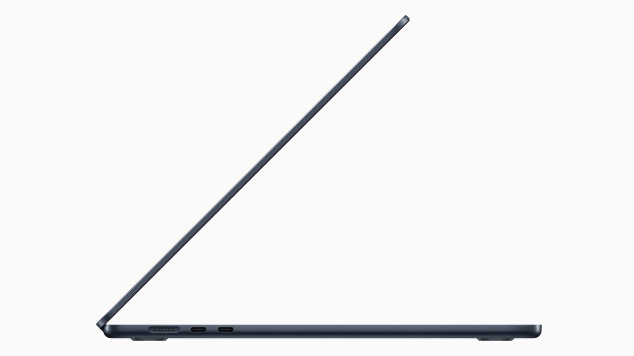 Press shots of the MacBook Air 15-inch laptop with screen open