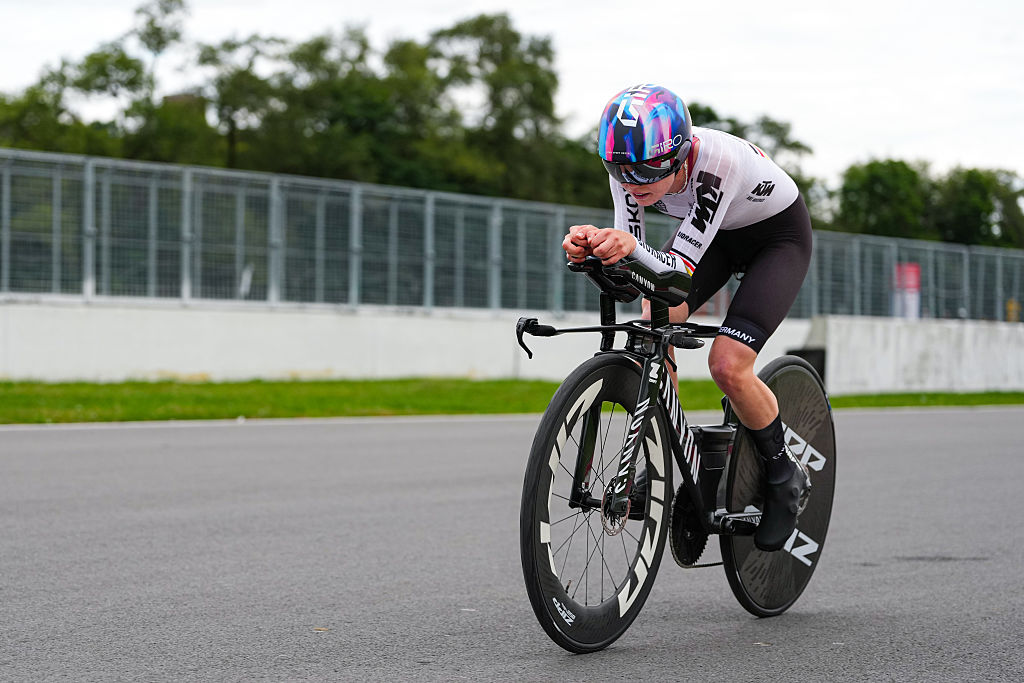 Antonia Niedermaier (Germany) during the Women Elite Individual Time Trial at the 2026 UCI Road World Championships in Montreal, Quebec, Canada. (Photo by Yuan Tian/NurPhoto via Getty Images)