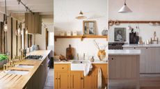 Three modern rustic kitchens with neutral color palettes designed by deVOL