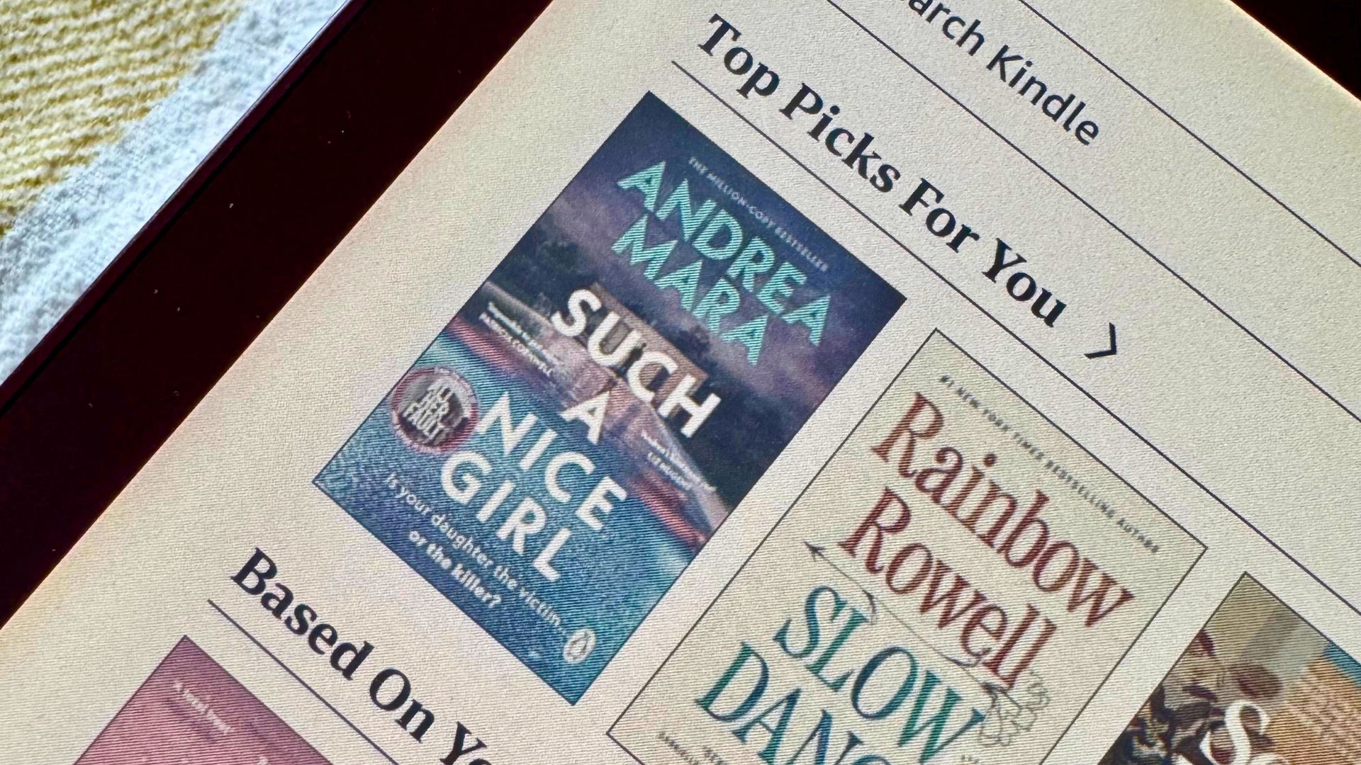 A close up of the library screen on the Amazon Kindle Scribe Colorsoft