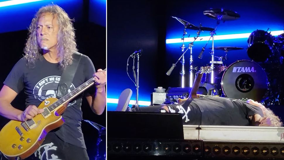 Watch Kirk Hammett fail the intro to Nothing Else Matters and fall on ...