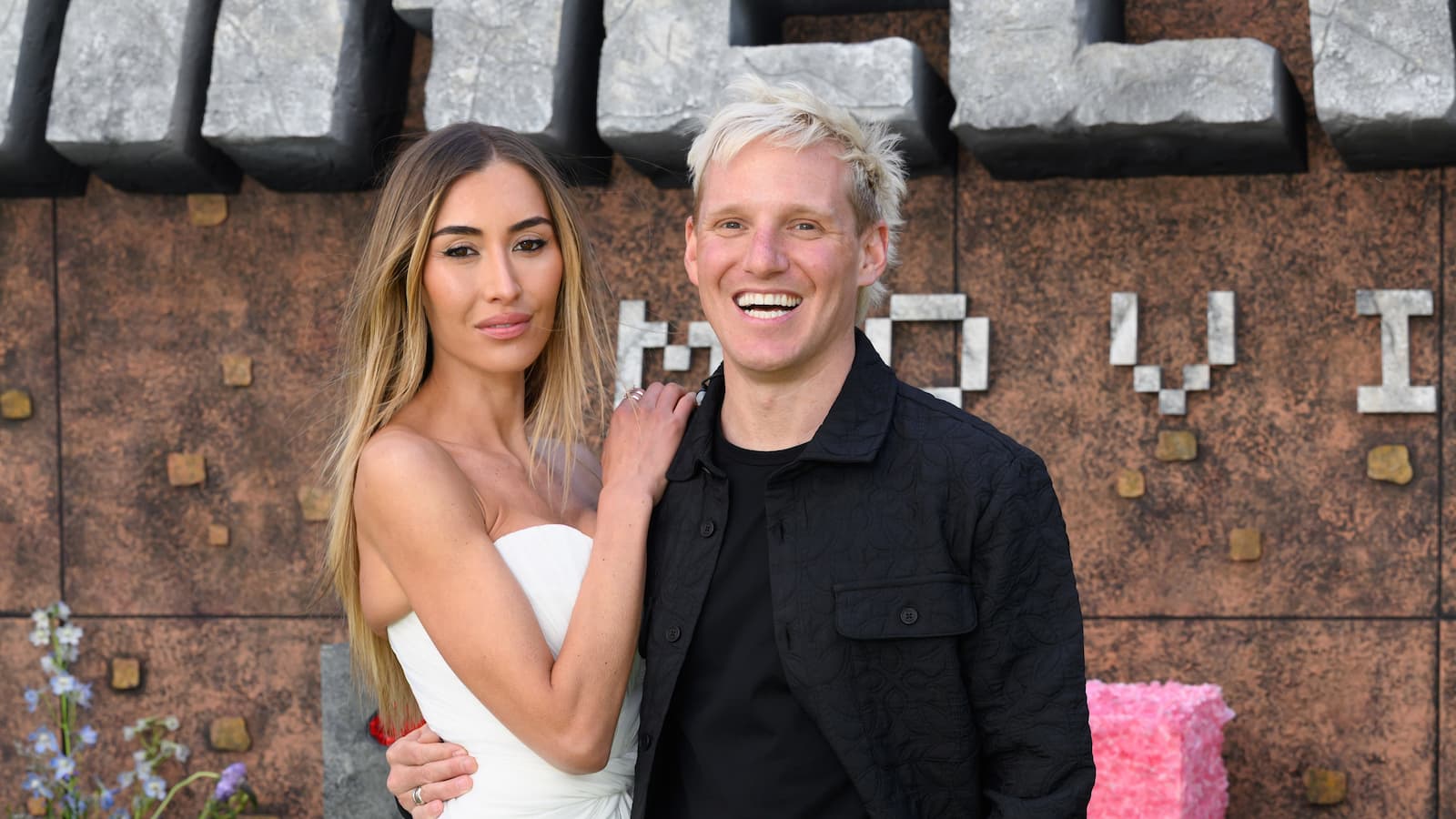 Sophie Habboo and Jamie Laing attend the World Premiere of "A Minecraft Movie" at the Cineworld Leicester Square