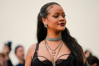 Rihanna is seen outside the Dior show, during Paris Fashion Week