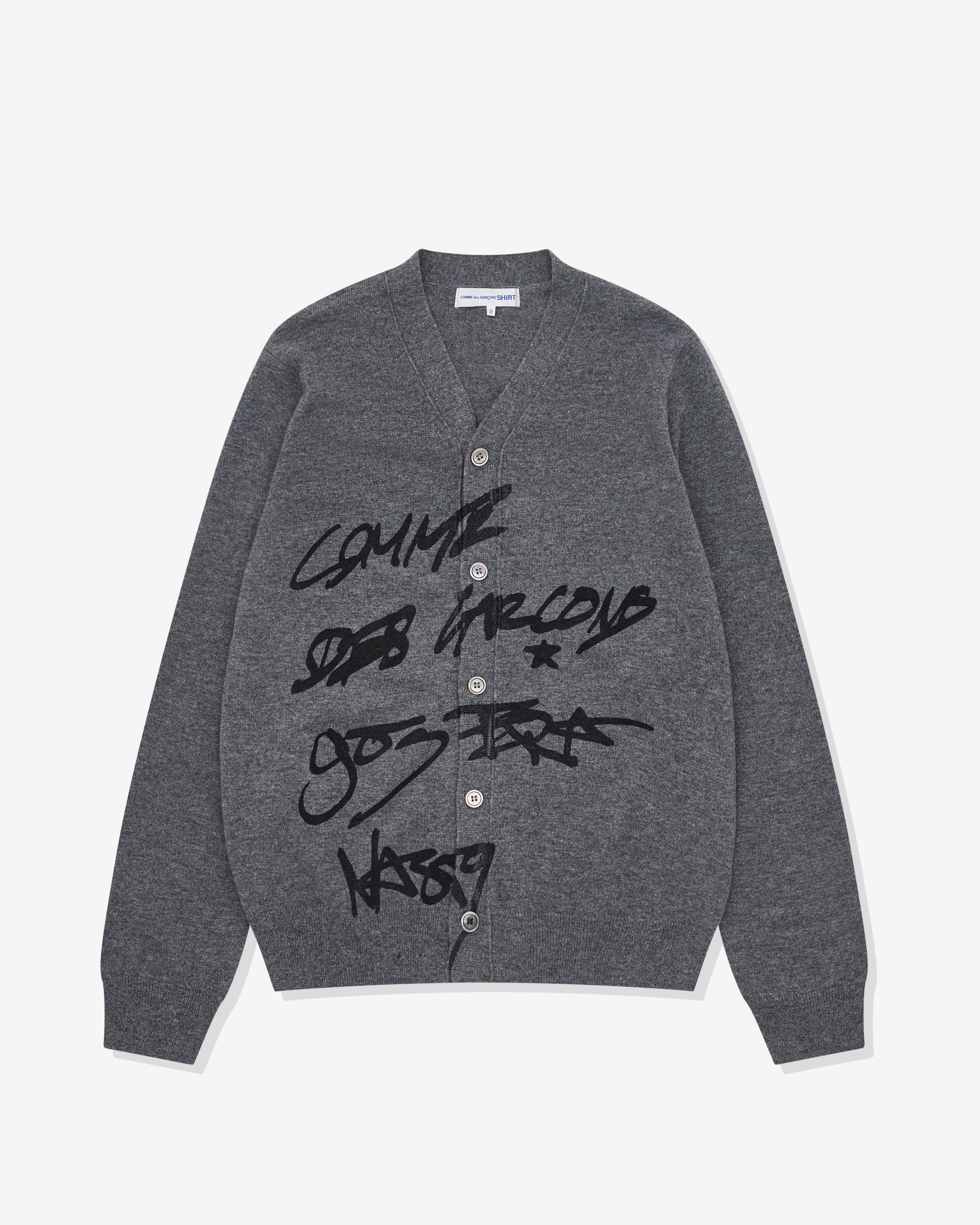 Cdg Shirt - Men's A$ap Nast V Neck Script Cardigan - (grey)