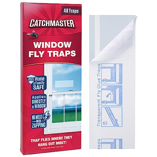 Amazon.com : Catchmaster Window Fly Traps 48-Pack, Fruit Fly Traps for Indoors, Disposable Bulk Bug Catcher, Waterproof Insect Glue Trap, Adhesive Strips, Pet Safe Pest Control for Home, Kitchen, & Garage : Home Pest Control Traps : Patio, Lawn & Garden