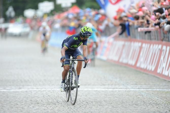 Nairo Quintana (Movistar) looks back for his rivals