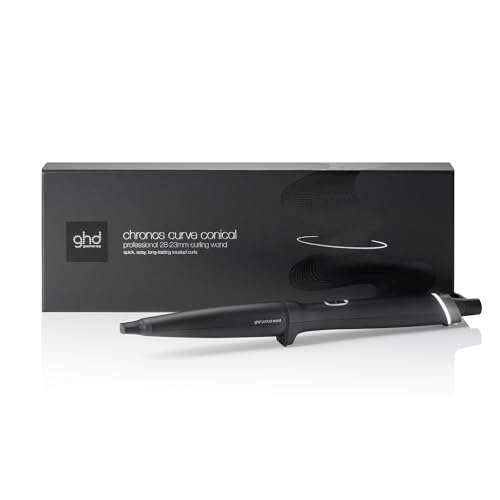 Ghd Chronos Curve Conical Wand 28-23mm Hair Curler in Black - for Beach Waves That Last All Day, Fast, Easy, Frizz-Free Curls, No Extreme Heat Damage - Ideal for All Hair Lengths (uk Plug)