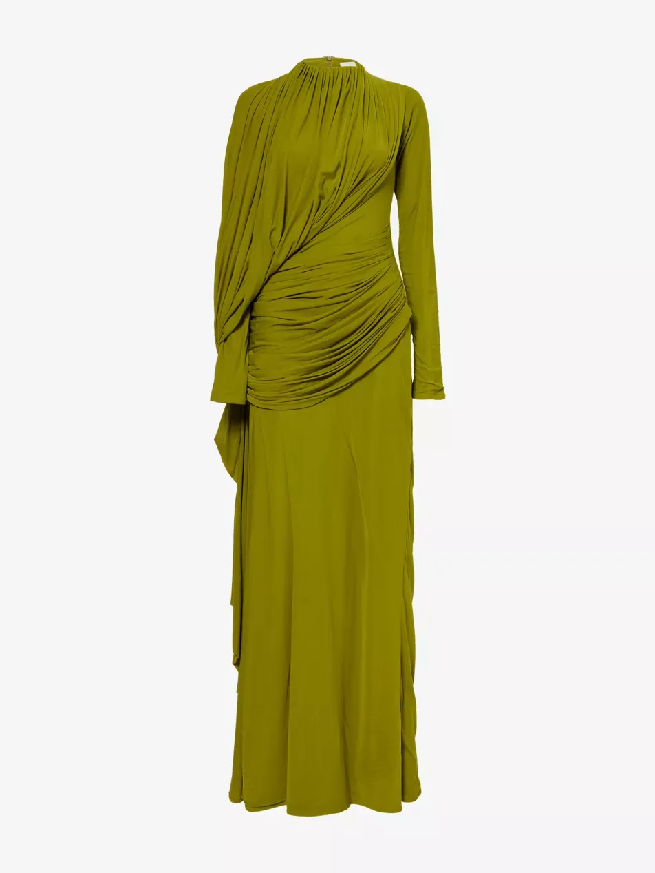 Suzie Draped Stretch-Mesh Gown - Xs