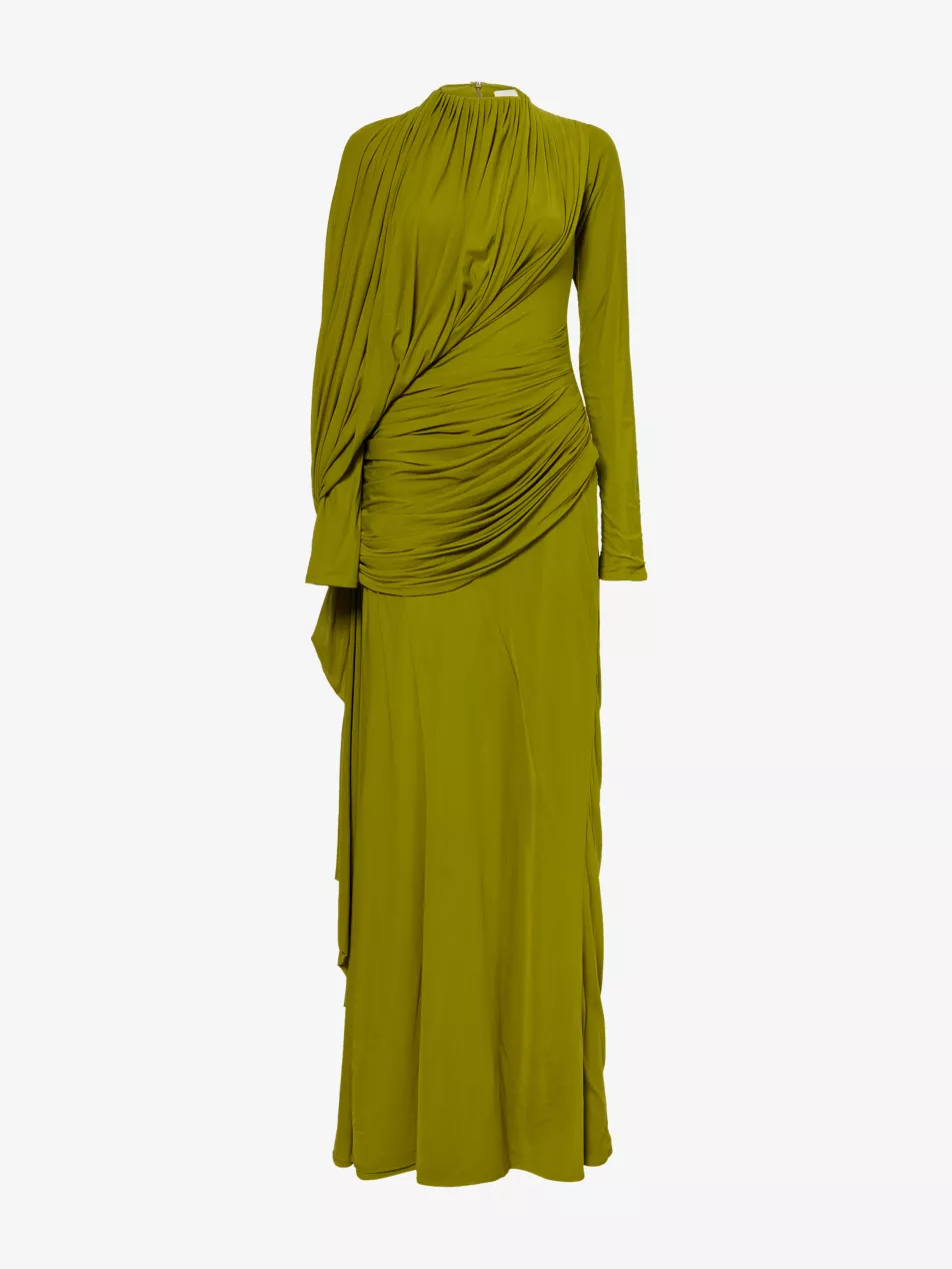 Suzie Draped Stretch-Mesh Gown - Xs