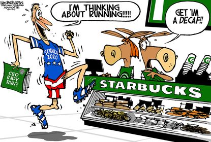 Political Cartoon U.S. Howard Schultz Starbucks Presidential Race 2020