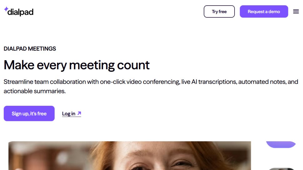 Dialpad Meetings website screenshot (January 2026).