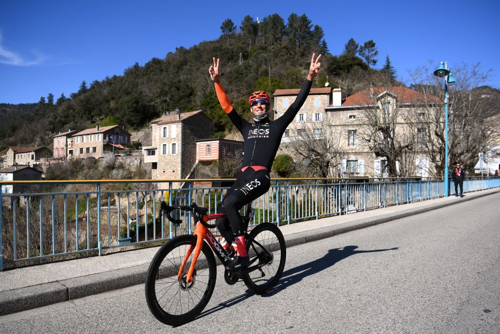 SAINTSAUVEURDEMONTAGUT FRANCE MARCH 07 Omar Fraile of Spain and Team INEOS Grenadiers prior to the 82nd Paris Nice 2024 Stage 5 a 1935km stage from SaintSauveurdeMontagut to Sisteron UCIWT on March 07 2024 in SaintSauveurDeMontagut France Photo by Alex BroadwayGetty Images