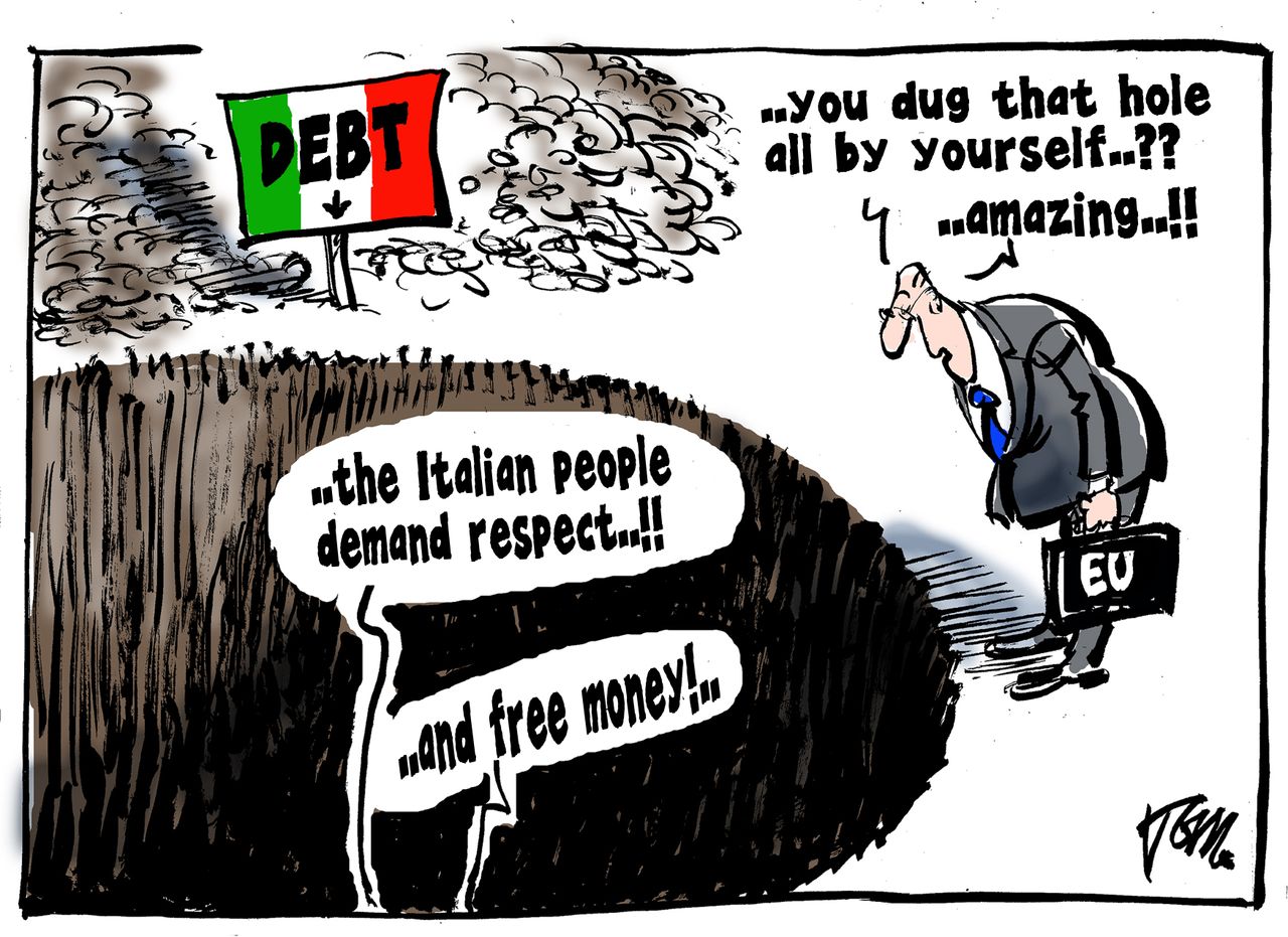 Political cartoon World Italy debt EU