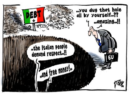 Political cartoon World Italy debt EU