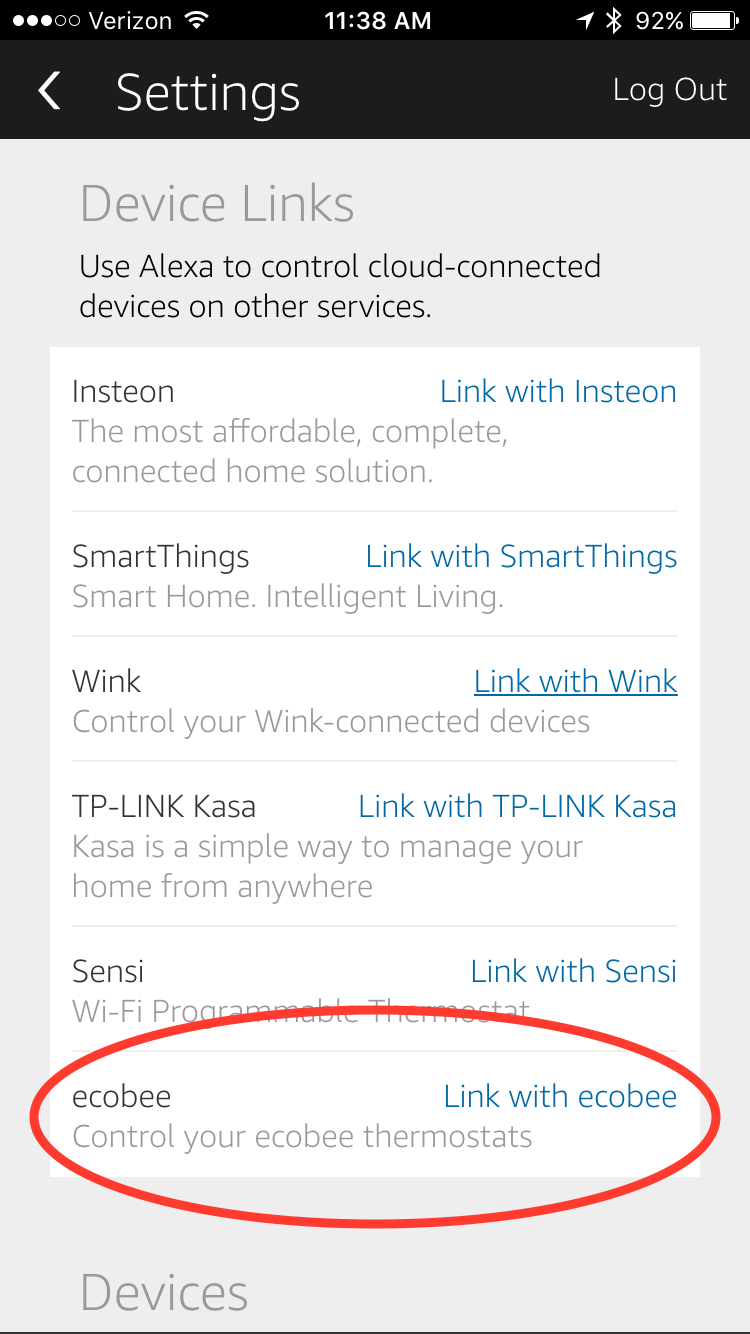 link ecobee to alexa