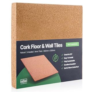 Treefloor Natural Self-Adhesive Cork Tiles - 300mm X 300mm X 4mm (pack of 9)