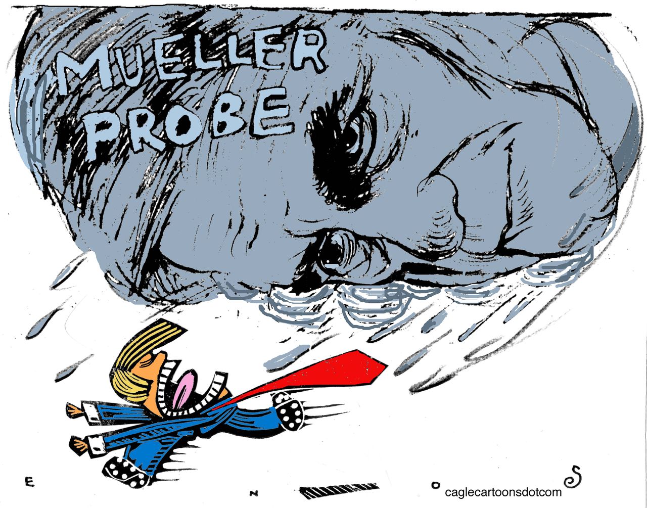 Political cartoon U.S. Trump Robert Mueller Russia investigation