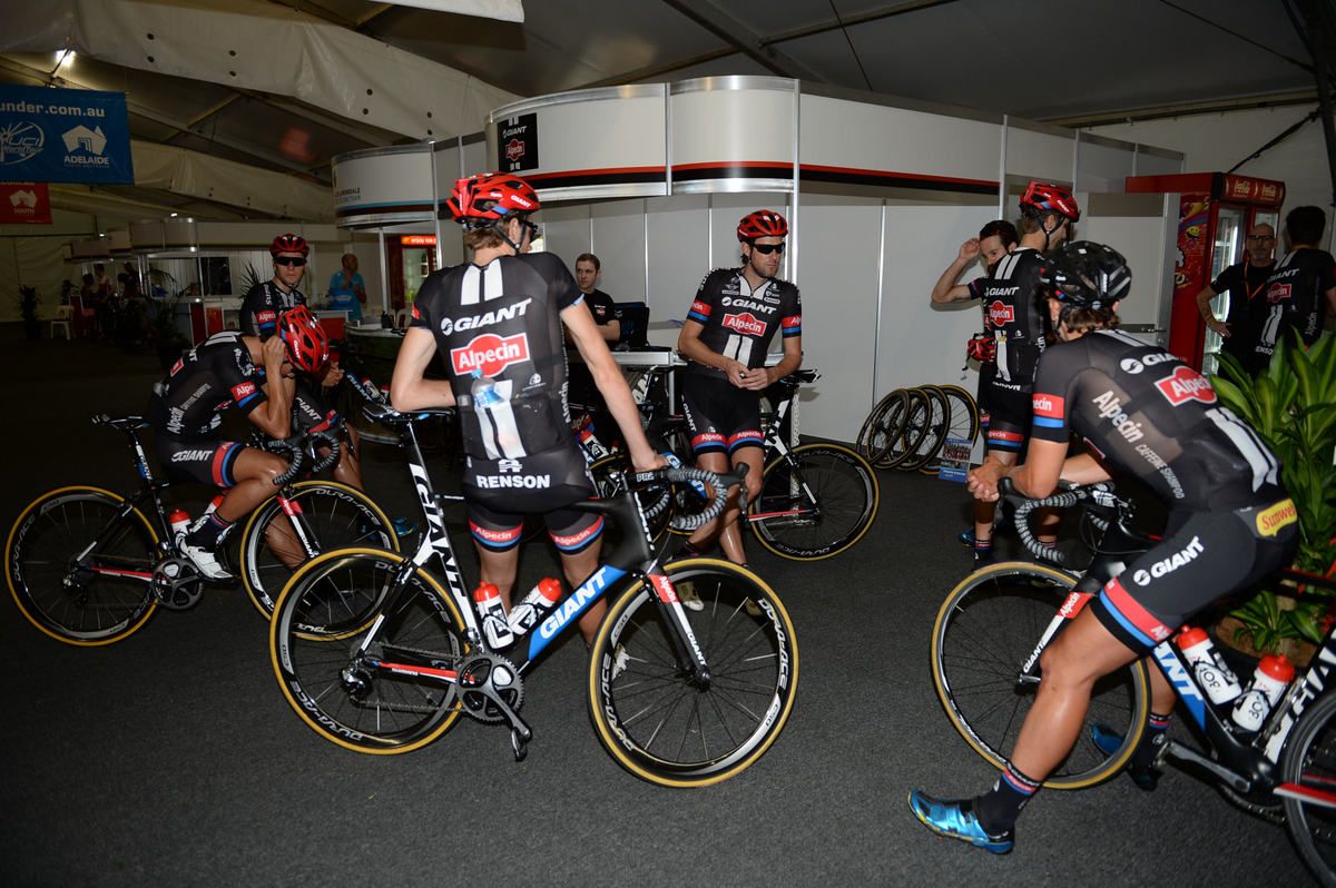 The Giant-Alpecin team prepare for a training ride