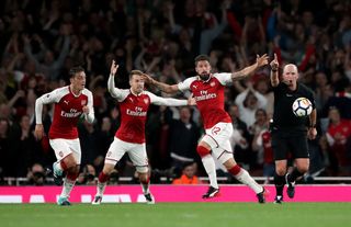 Arsenal’s Olivier Giroud celebrates in 2017