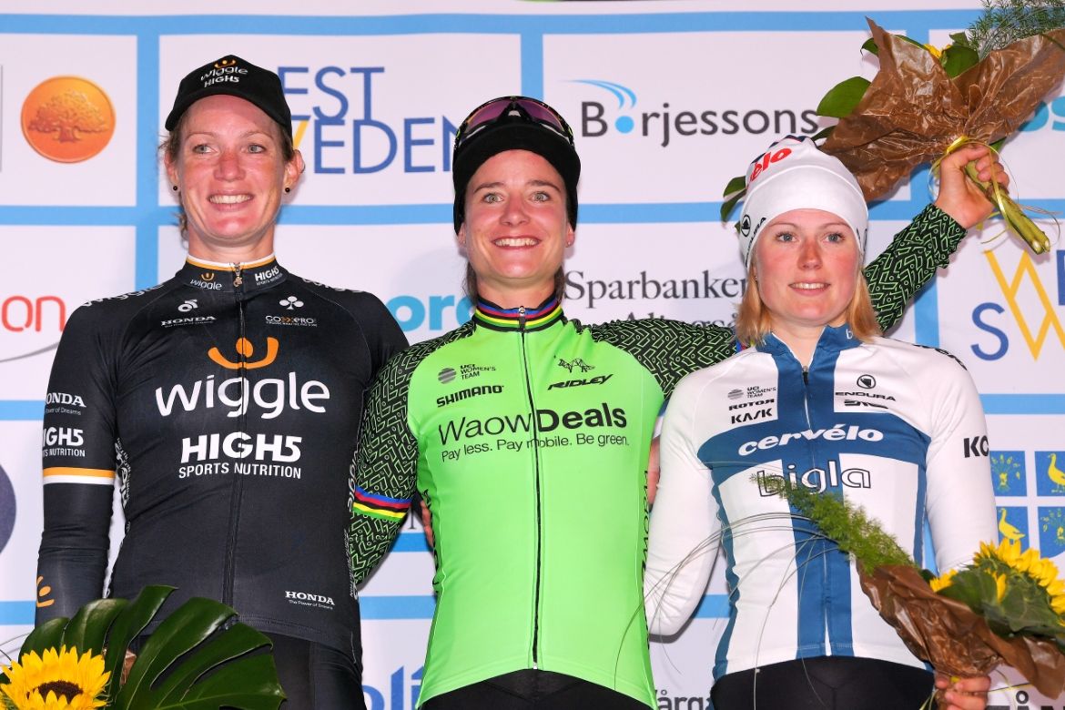 Kirsten Wild, Marianne Vos and Lotta Lepisto on the podium
