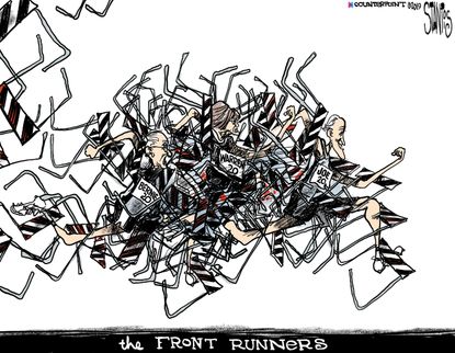 Political Cartoon U.S. Democrats 2020 The Front Runners