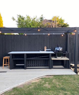 blue outdoor kitchen
