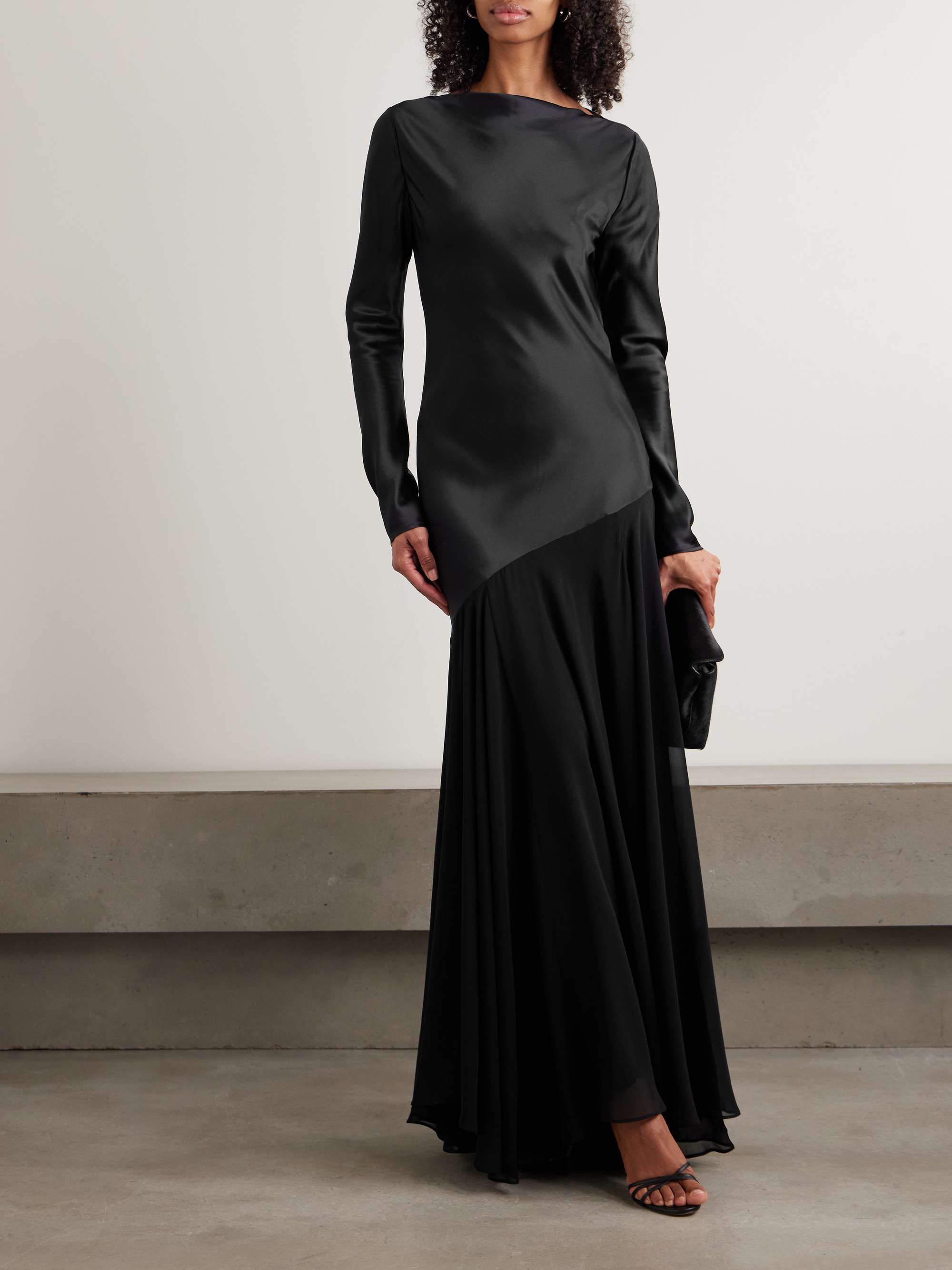 Cordelia Silk-Satin and -Chiffon Gown
