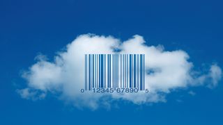 Cloud POS symbolized by a white barcode in cloudy sky setting