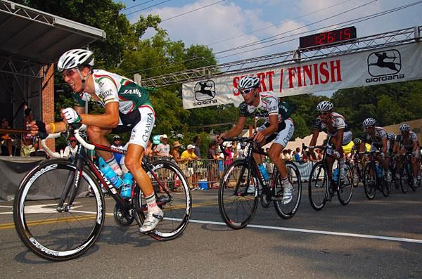 The men's field was strung out as the racing got a little hectic.