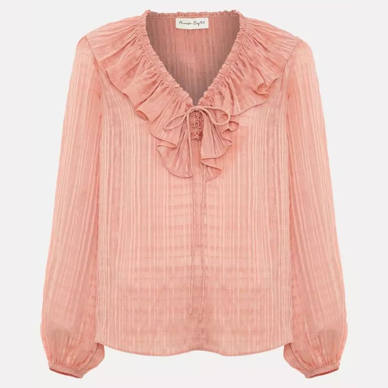 Phase Eight, peach ruffled blouse
