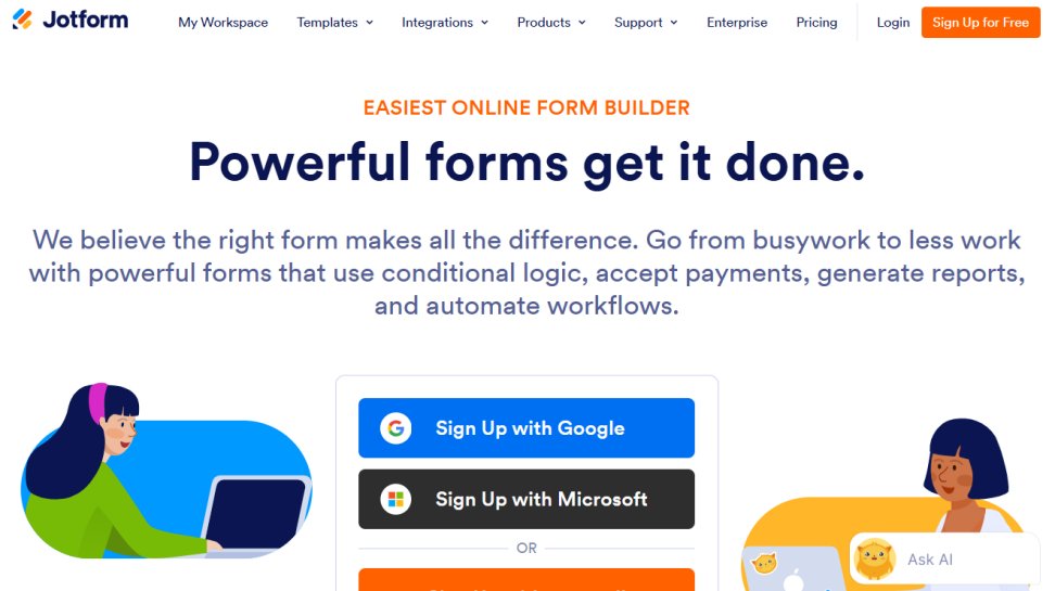 Jotform website screenshot (June 2025).