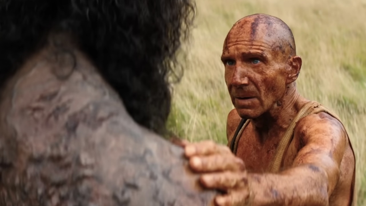 Dr. Ian placing his hand on Samson's gnarled shoulder in 28 Years Later: The Bone Temple