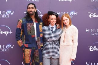 Amer Chadha-Patel, Erin Kellyman, Ellie Bamber attend the "Willow" Series Red Carpet