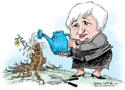 Editorial cartoon U.S. Economy Janet Yellen