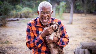 A man and his dog, one of the best pets for seniors