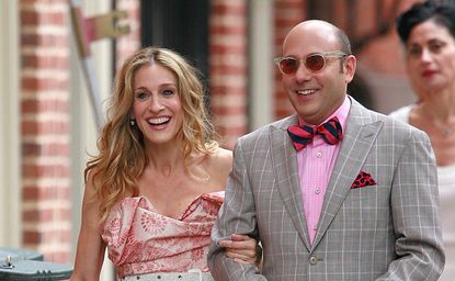 Actress Sarah Jessica Parker and actor Willie Garson (Stanford Blatch) sighting filming a scene for the movie "Sex and The City" on location in the west village on October 01 2007 in New York City